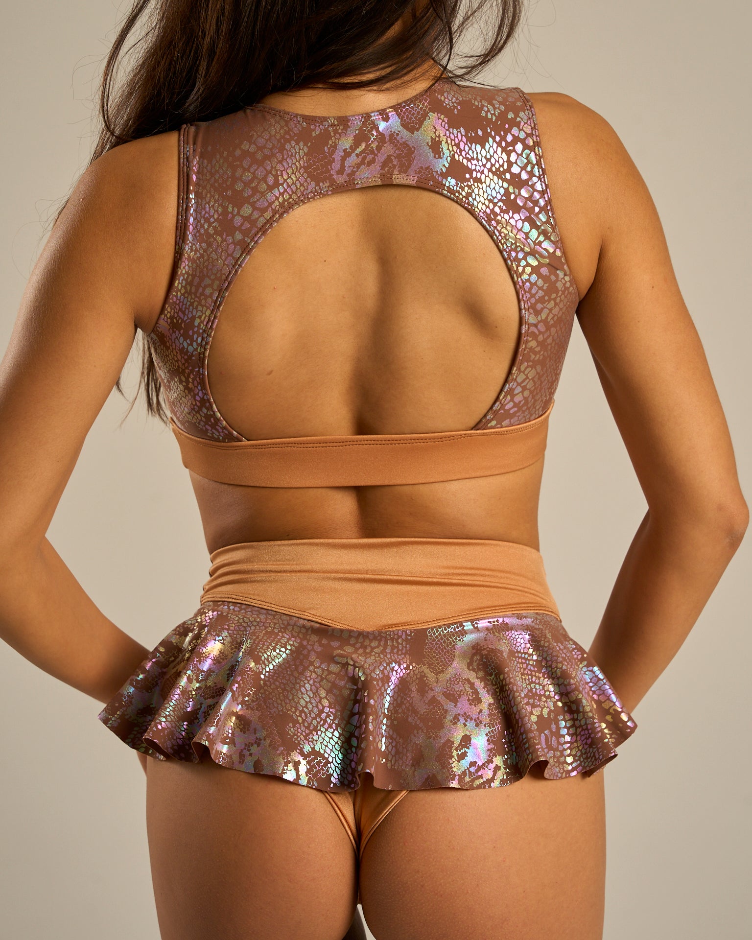 Pole Dance Top "Bronze Python"