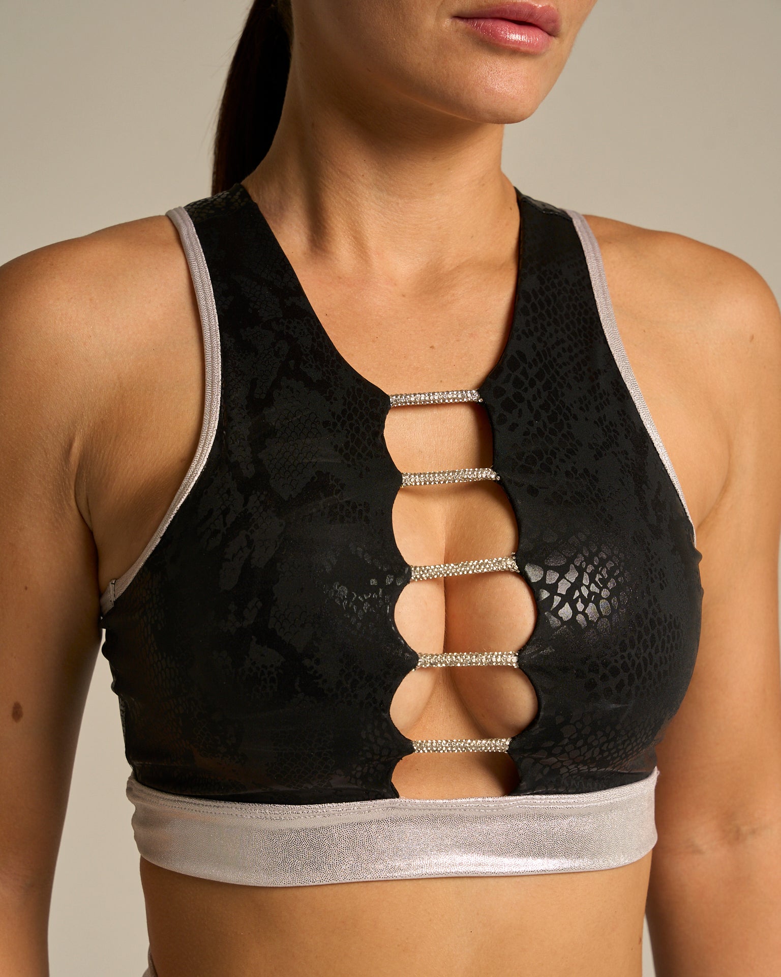 Sporty Giselle top with crystal bead straps